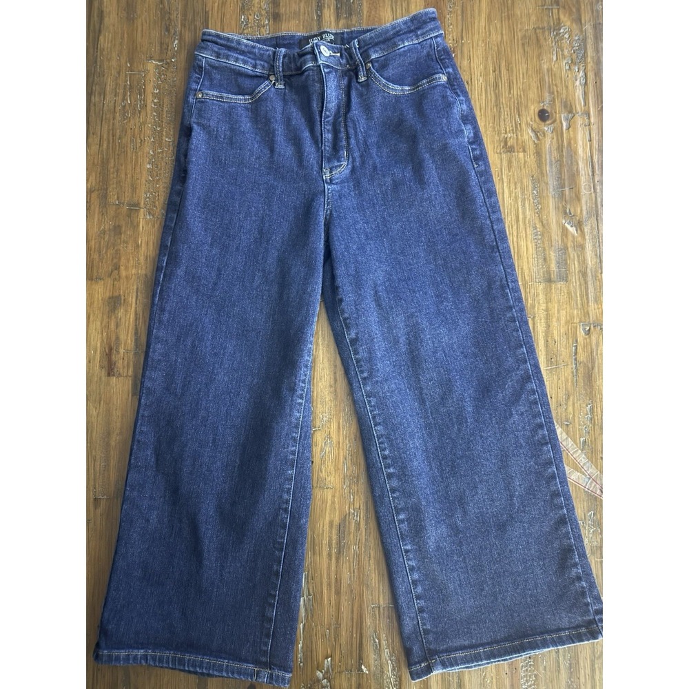 Judy Blue Wide Leg Jeans Womens Size 9 Dark‎ Wash High Rise Stretch Denim